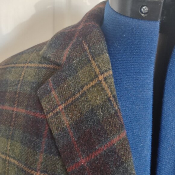 L.L.Bean Dark Plaid Wool Cashmere Jacket 14R Turkey RN71341 - Picture 7 of 14